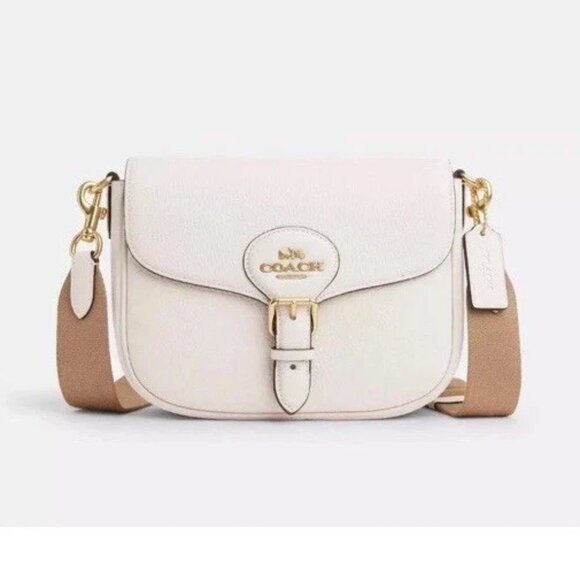 COACH Amelia Saddle Bag Shoulder Bag Chalk CP107 Outlet NWT 🌼🌼 - Picture 1 of 8